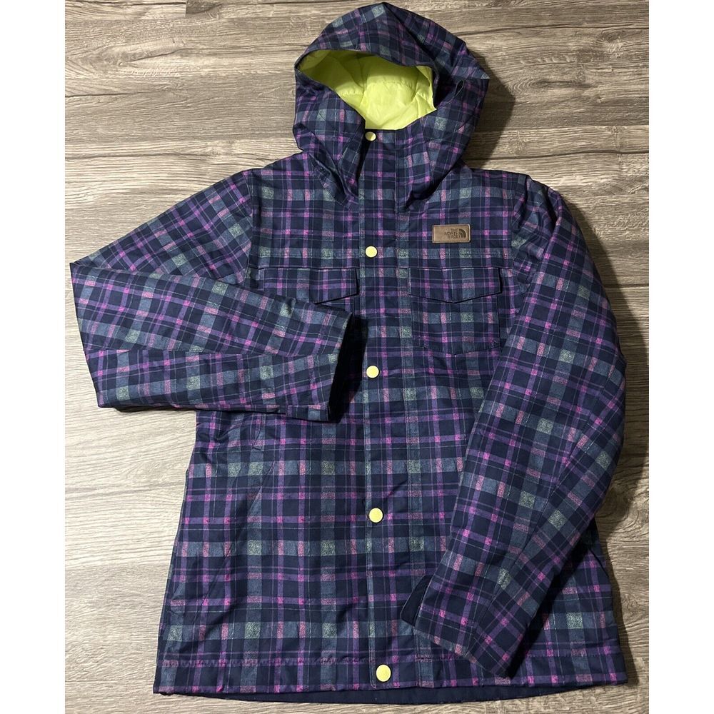 The North Face Women's Hyvent Ricas Insulated Purple&Pink Plaid/Yellow Jacket XS